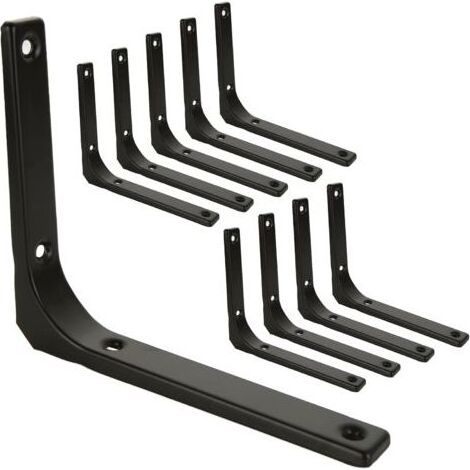 10 Pcs Equerre Etagere Murale Noir, Equerre Metal 150mm x 125mm, Equerre Charge Lourde Support Etagere Murale (1/5)