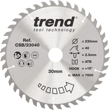 Lame de scie circulaire TCT pour bois, 230 mm, 30 mm, 40 dents (1/5)