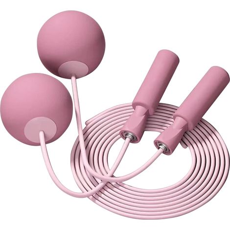Corde à sauter sans fil portable lestée pour entraînement fitness exercice rose, ropeless skipping rope (1/5)