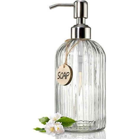 Distributeur de savon en verre avec pompe Distributeur de savon liquide pour les mains en acier inoxydable 420 mlPratique et pratique (1/5)