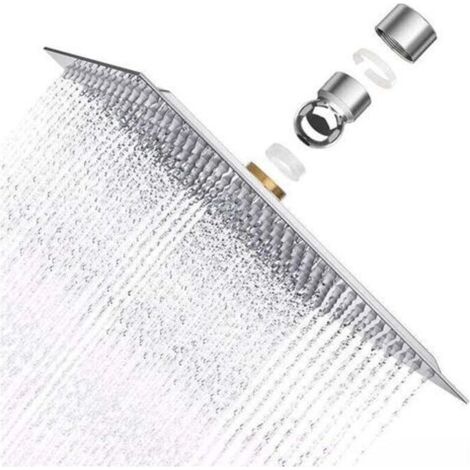 Krobec Pomme de Douche Plus forte,8 Pouces Pommeau Douche Carré en Acier Inoxydable AISI304, 20x20cm Ultra-Mince jet pluie,Pommes de douche fixes Tête de Douche à Anti-calcaire (1/5)