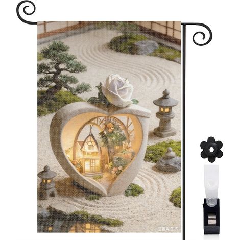 Drapeau de jardin lumières magiques et forêt violette 30 x 45 cm décoration terrasse et extérieur (1/5)