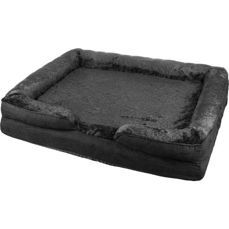 Canapé Chien Orthopedique Anti-dérapant, Tapis pour Chien Grande Taille,  Lit en Mousse avec Revêtement de Peluche, Matelas Lavable, Noir (1/5)