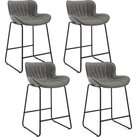 Wahson PU Leather Bar Stools 4Pcs - Modern Counter Chairs with Black Metal Legs for Kitchen Home Bar Restaurant, Gray (1/5)