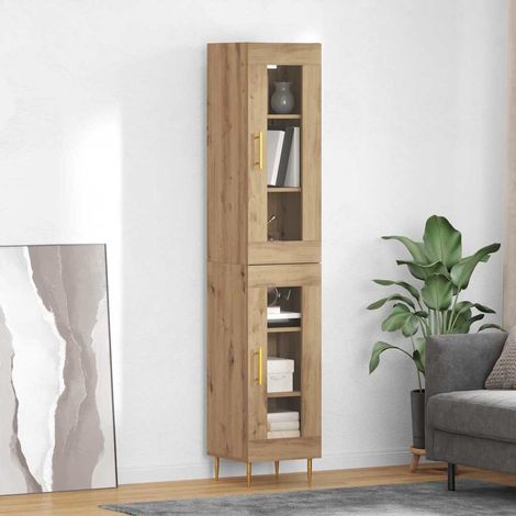 Highboard 2 pcs Artisan-Eiche Glas