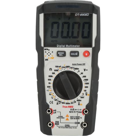 Multimètre testeur haute précision DT-8908D, portable, à commande manuelle, voltmètre LCD industriel résistant à la chaleur (1/5)