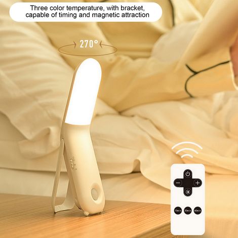 Ortviai Lampe de nuit LED réglable avec télécommande – 3 températures de couleur, rotation à 270°, aimant intégré, batterie 1800 mAh