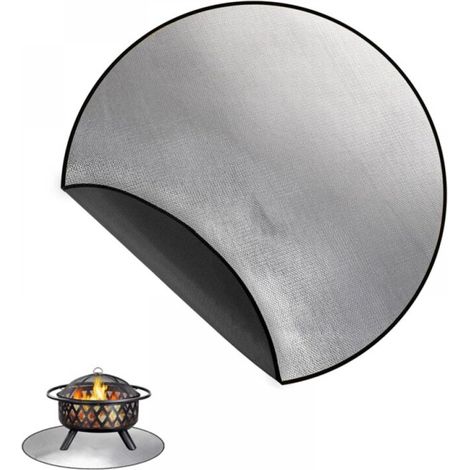 Tapis de barbecue ignifuge et ignifuge pour barbecue en extérieur, camping, rond, 91 cm (un côté en silicone, un côté en aluminium) (1/5)