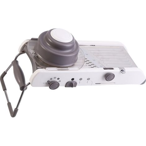 Mandoline de cuisine en acier inoxydable réglable - Râpe à légumes multifonction pour émincer, couper, broyer, éplucher et trancher les fruits (1/5)