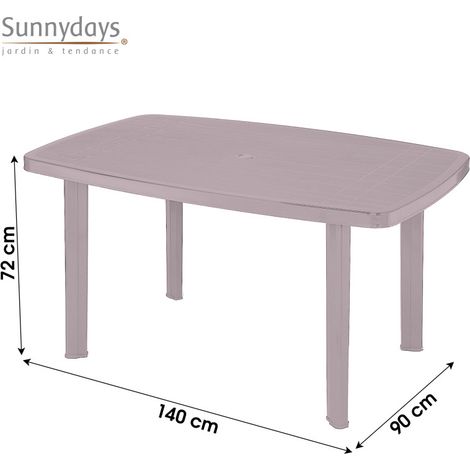 Table de jardin "Faro" - Taupe - L 140 x l 90 x H 72 cm - Livraison gratuite