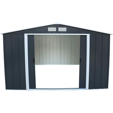 CASETA COBERTIZO METAL JARDIN ECO 10X12 GRIS DURAMAX (1/4)