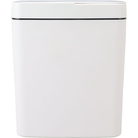 Poubelle automatique 18L en polypropylène avec détecteur de mouvement et couvercle, blanche, pour salle de bain ou chambre.