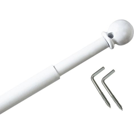 Secodir – Tringle à rideau extensible 30-100 cm – Ø 8 mm – 100% métal – Fixation à vis – Coloris blanc, gris, noir, doré