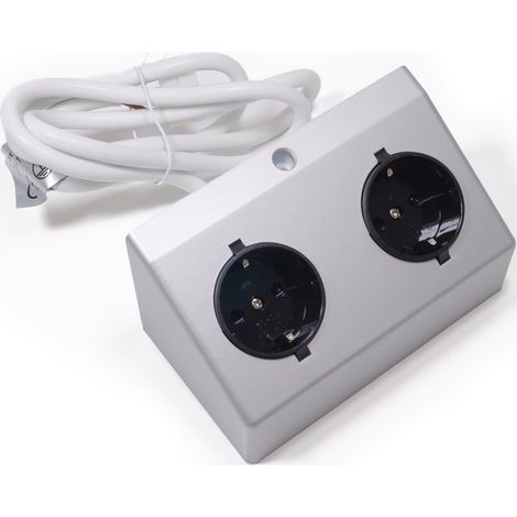 L&S Doppel-Anbausteckdose 230 V Silberfarben - 2000466 (1/3)
