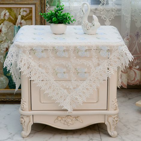 Nappe de chevet carrée, housse de table de chevet, coussin anti-poussière (1 pièce, organza bleu 265)