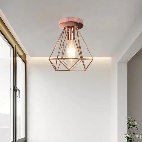 Yowei Rétro Plafonnier Industrielle en Fer Forge Cage pour Couloir Salon Chambre (1/4)
