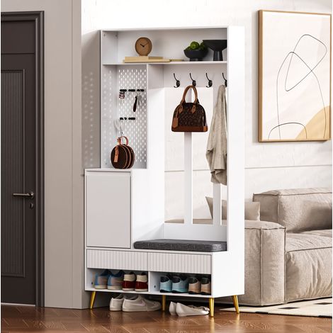 mobile contenitore ingresso 100 cm panca 4 ganci OKMYHOME (1/5)