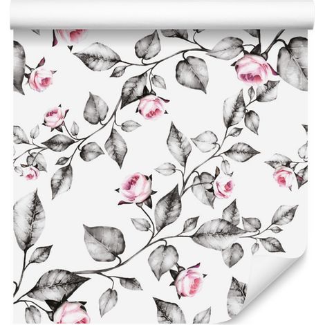 Papier peint Fleurs et Roses Feuilles pour Salon et Chambre 50x1000 cm (1/5)
