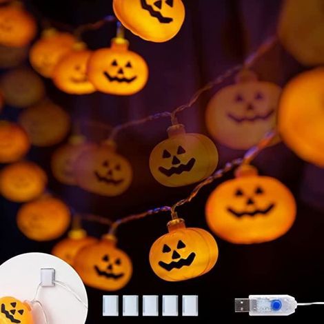 Guirlande Lumineuse Halloween - - Citrouille - 5,4M - 40 LED - USB Rechargeable (1/5)