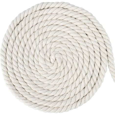 EASYCOMFORT 10M Corde en Coton Blanc Corde Macramé 12mm Fil Macramé Macrame Corde pour DIY Hanging Plante Decoration Murale,Tisser Ornements de Bohême (1/5)