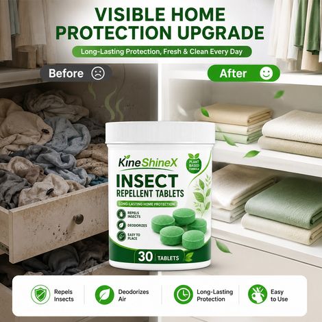 KineShineX insect repellent tablets, 30 tablets, for home use, repelling mosquitoes, cockroaches, and ants. Suitable for storage cabinets, bathrooms, and kitchens. (1/4)
