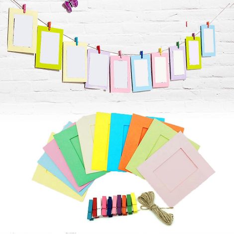 10 Stück DIY-Fotorahmen aus Kraftpapier, 3 Zoll, zum Aufhängen von Wandfotos, Bilderrahmen aus Kraftpapier mit Klammern