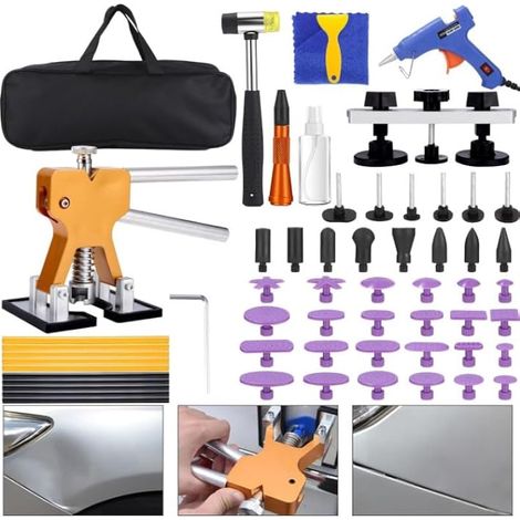 Kit débosselage voiture, extracteur à pont, pistolet à colle, pour bosses grandes, moyennes et petites. (1/3)