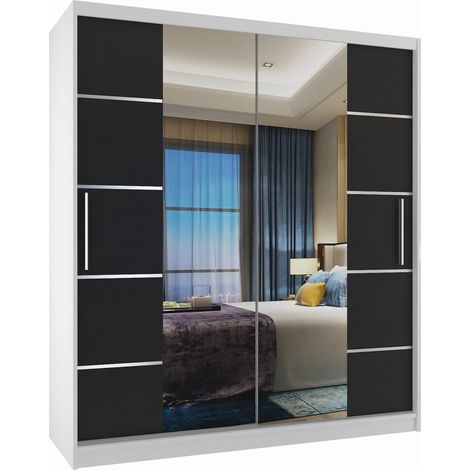 Schiebeschrank Belini 133 cm Mit Schubladen mit Spiegel grau stahlglänzend Hersteller (1/3)