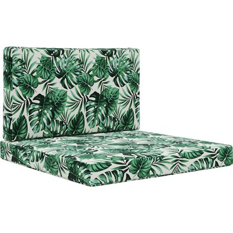 Coussin de canapé d'extérieur 2 pcs Motif feuille Polyester