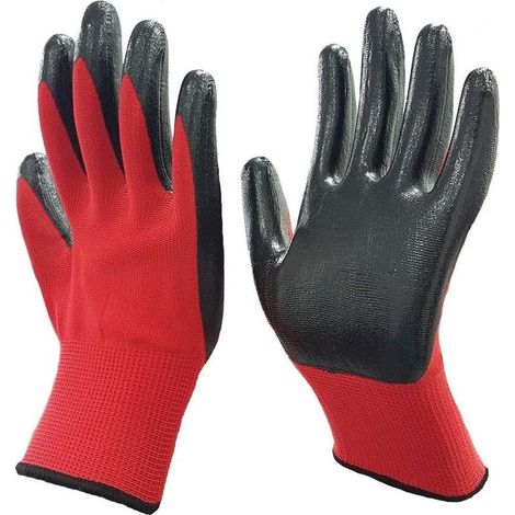 12 pieces Gloves of protection of work thick, gloves in nylon, resistant to the wear and non, 23 cm (1/3)