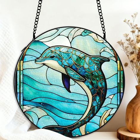 Suspension vitrail libellule attrape-soleil 25 cm décoration fenêtre cadeau intérieur (1/5)