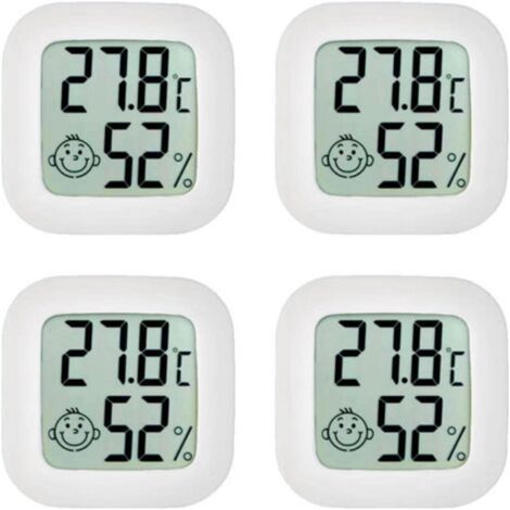 Lot de 4 thermomètres d'ambiance, mini thermomètre, hygromètre, hygromètre de température de haute précision avec icône d'air de confort pour cuisine, chambre de bébé, serre, entrepôt, bureau (1/5)