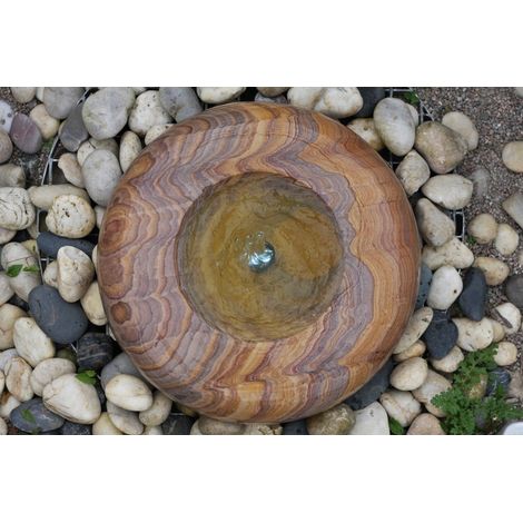 Rainbow Sandstone Babbling Curved Edge Bowl Water Feature - 50cm Dia x 16cm H