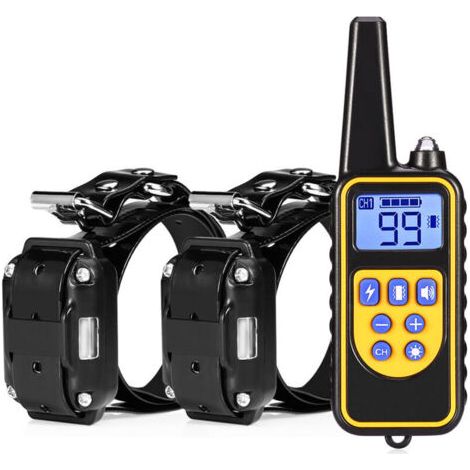 Collier de dressage anti-aboiements étanche avec télécommande de 800 mètres et 7 modes de dressage rechargeables, adapté à toutes les races de chiens avec 2 colliers (1/4)