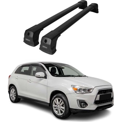 OMAC Dachträger Querträger kompatibel mit Mitsubishi ASX 2010-2023 – 2 Stangen – Abschließbar – Aluminium Schwarz (1/5)