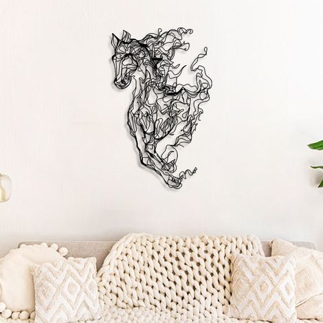 Décoration murale en métal Horse Line Art 41 x 66 cm (1/5)