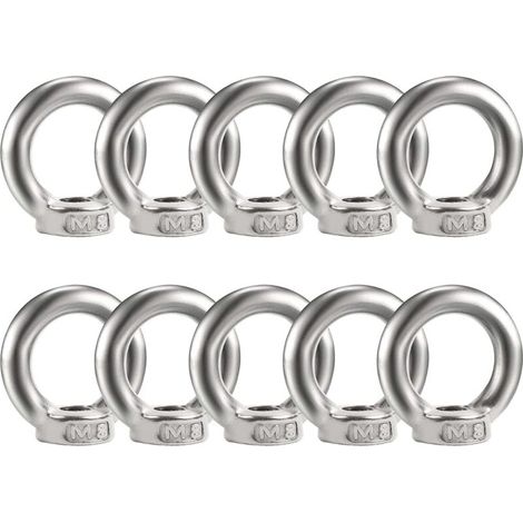 Lot de 10 écrous annulaires M8 en acier inoxydable 304 fileté Écrous à œillets pour le levage des accessoires