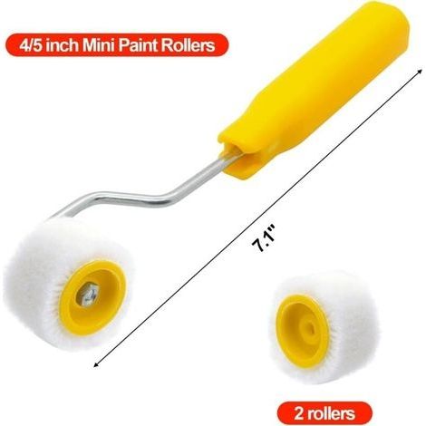 Mini-Farbroller (1,2 cm) für Ausbesserungsarbeiten an Kanten oder Ecken, kleine Wollpinsel, kleines Malerwerkzeug (1 Pinsel + 3 Roller) (1/4)
