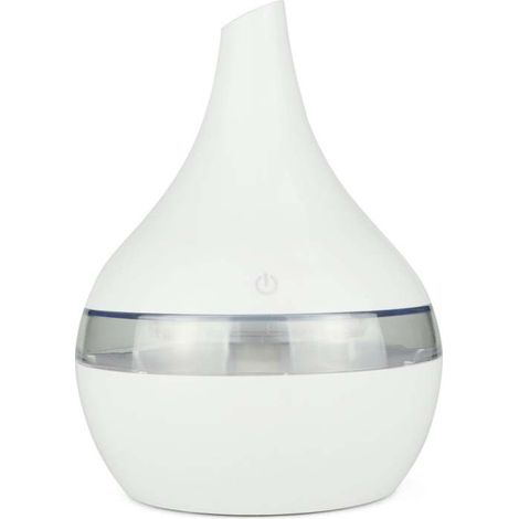 Humidificador USB mini silencioso de 300 ml con vapor frío y luces de colores, color blanco.