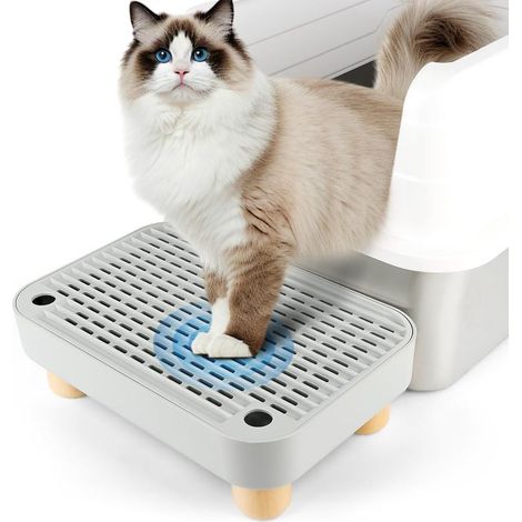 Beyamis Tabouret litière chat 30x20x9cm - Bois ABS filtre gris clair (1/5)
