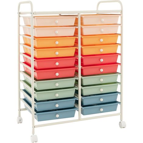 20 Drawers Storage Trolley Mobile Rolling Utility Cart Home Office Organizer (1/2)