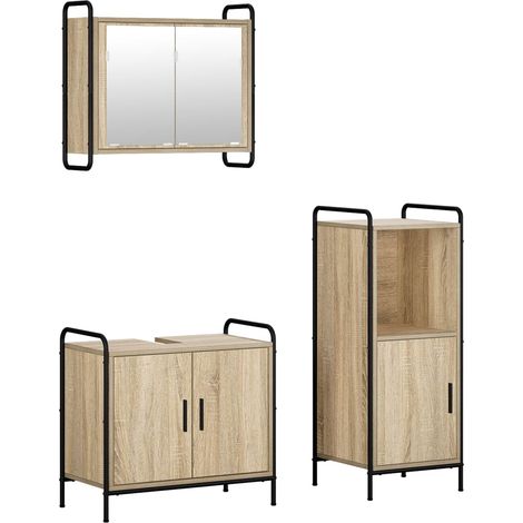 vidaXL Set di Armadi da Bagno 3 pz Rovere Sonoma 40 x 36 x 99,5