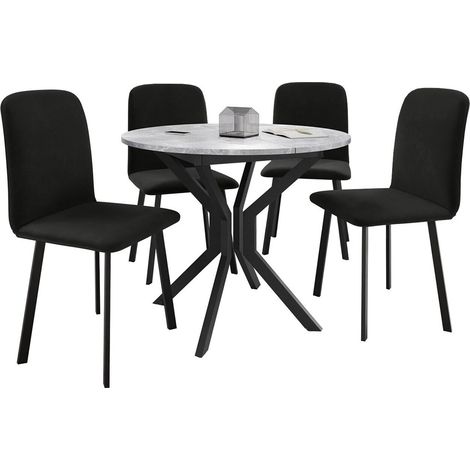Conjunto de mesas y sillas para comedor Edmond 118, Amor Velvet 4322, 77x0x0cm, Diámetro: 90, Número de asientos: 4, Estilo: Contemporary