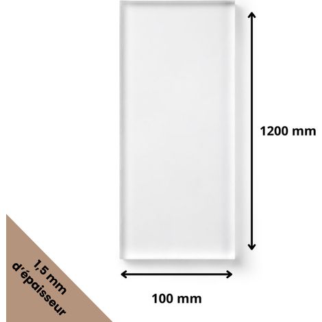Plaque verre acrylique transparent 1,5 mm - 10 x 120 cm (100 x 1200 mm) - Verre synthétique - Plaque PMMA XT - Plexiglass
