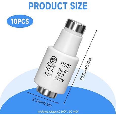 Diazed DII E27 Ceramic Fuse Link, 16A R021 gG 500VAC, Home, Workshop, Industry (1/4)