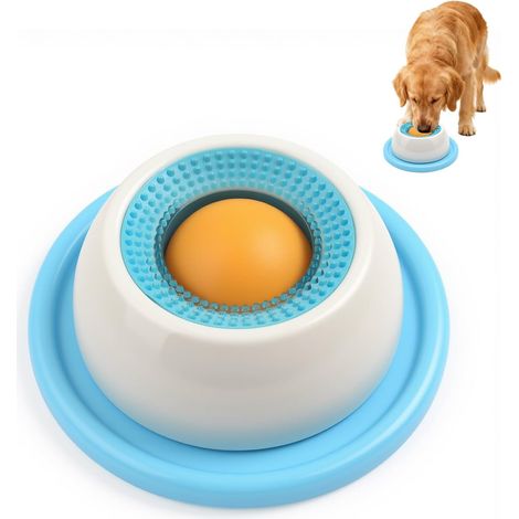 Lecknapf für Hunde, Leckmatte für Hunde, Nassfutter, rutschfeste Leckmatte, Lecknapf für Hunde mit integriertem Spinnball (blau)