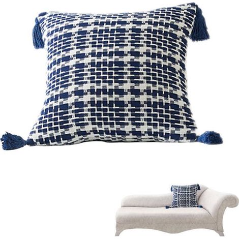 2 coussins à pompons, tissu coton-polyester texturé, fermeture éclair discrète, décoration intérieure et extérieure pour canapé, lit, voiture (1/5)