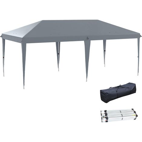 Tonnelle de jardin pliante 6 x 3 m, tente de réception avec sac de transport, grise produit de qualité avec garantie satisfait ou remboursé