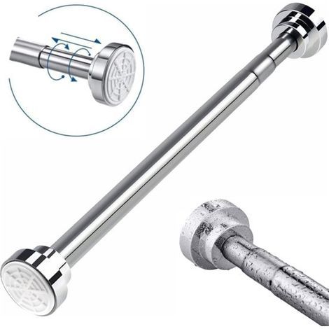 Barre de douche extensible - 55-85 cm - Barre à vêtements ajustable - Barre à rideau de douche - Barre de douche sans perçage - Barre à rideau - Antidérapante - Pour rideaux, séparateur de pièce et ba (1/5)