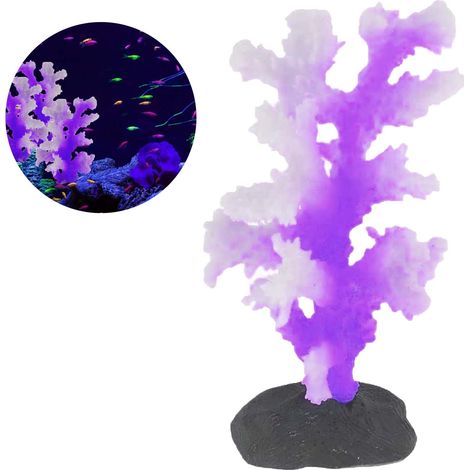 Coral - Silicone - Luminous Aquarium Decoration - 8 x 7.5 x 14 cm - Red Yellow Purple - 1 Piece (1/5)